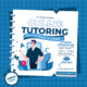 Online tutoring graphic, student surrounded by grades