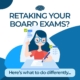 girl taking exam with text "retaking your board exams? here's what to do differently"