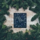 New Years sign surrounded by pine boughs